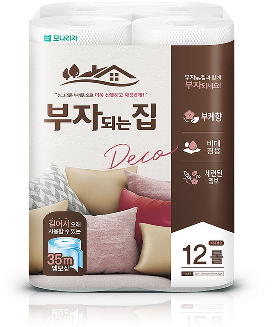 모나리자 부자되는집 화장지 2겹 35m12롤 1팩, 단품, 1개