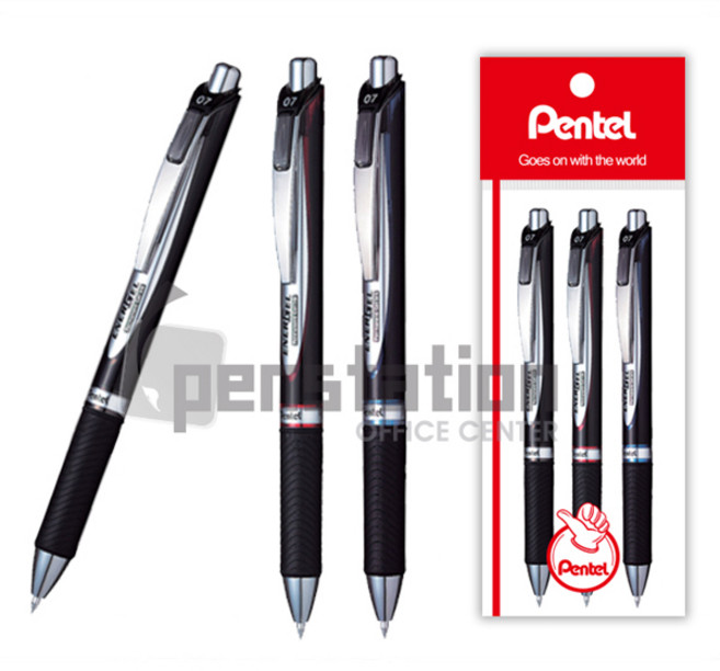 펜텔 에너겔 퍼머넌트 겔잉크 볼펜 0.7mm 흑/청/적 리필 세트, 1세트, 0.7 검정 1개+청색 1개+적색1개