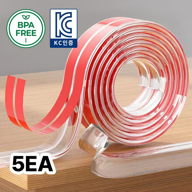 MZ생활 투명 모서리 보호대 코너가드 2m 고급형 풀접착 PVC 모서리가드, 5개