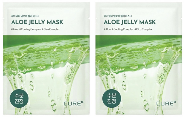 김정문알로에 큐어알파 알로에 젤리 마스크, 2개, 1개입