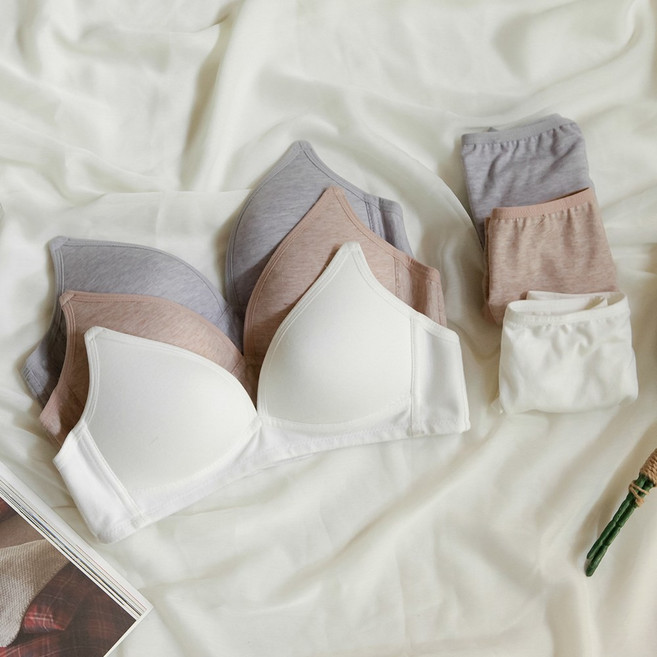 [6종 누구나 가볍게~!!] 코튼 베이직 노와이어 여성속옷 브라팬티세트 학생브라 학생속옷 / W_884