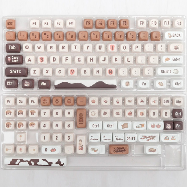 두유 밀크 MOA 140키 키캡 한글 다얼유 영문박스 페블 머신식KeyBoard 기계식, 초콜릿커피, 부정하다