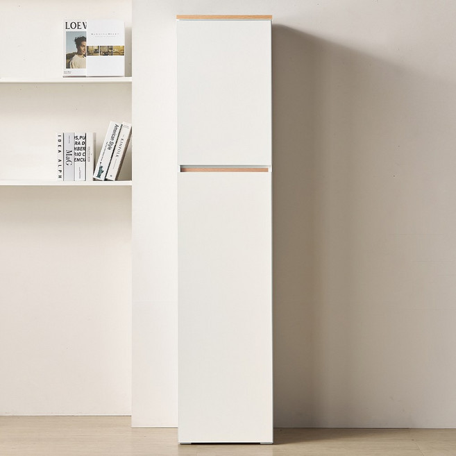 바로방가구 히트 1800 틈새 수납장 400 주방 베란다 냉장고장 다용도 그릇 슬림수납장, 오크