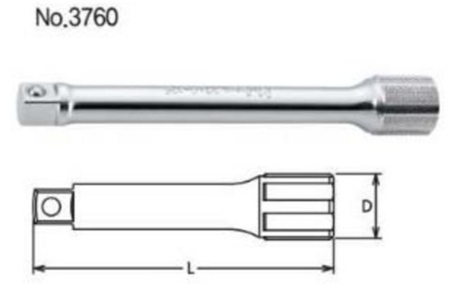 KOKEN 3760 코겐 3/8 연결대 복스연결대 L=32mm~250mm 코켄 소켓 고겡 복수알 연장대 고겐, 75mm, 75mm