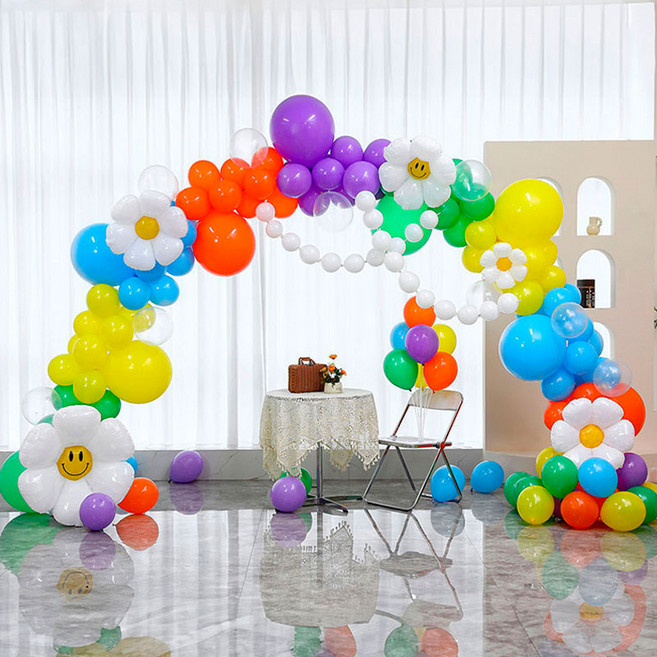 [파티랑]오픈기념행사 축제용 기둥아치풍선, 1세트, 11)데이지 레인보우