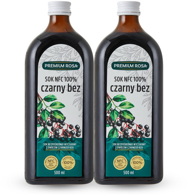 프리미엄로사 삼부커스 엘더베리 원액 100% NFC 착즙 주스 즙, 500ml, 2개
