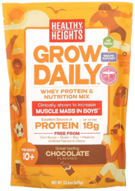 헬시하이트 그로우 데일리 청소년 유청 단백질&뉴트리션 초콜릿맛 670g 만10세이상, 1개