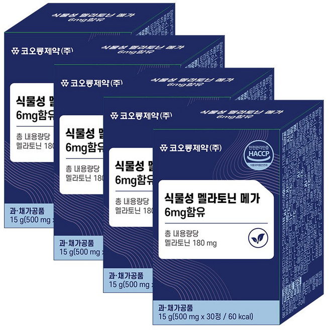 코오롱제약 식물성 멜라토닌 메가 6mg 함유 가바 식약청인증 melatonin 영양제 테아닌 트립토판, 4개, 30정