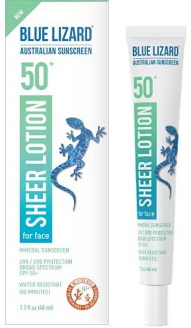BLUE LIZARD 쉬어 페이스 로션 - SPF 50+ 1.7온스, 1개, 148ml