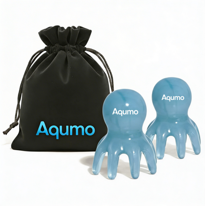 Aqumo 문어 두피 괄사 마사지기, 블루, 1세트