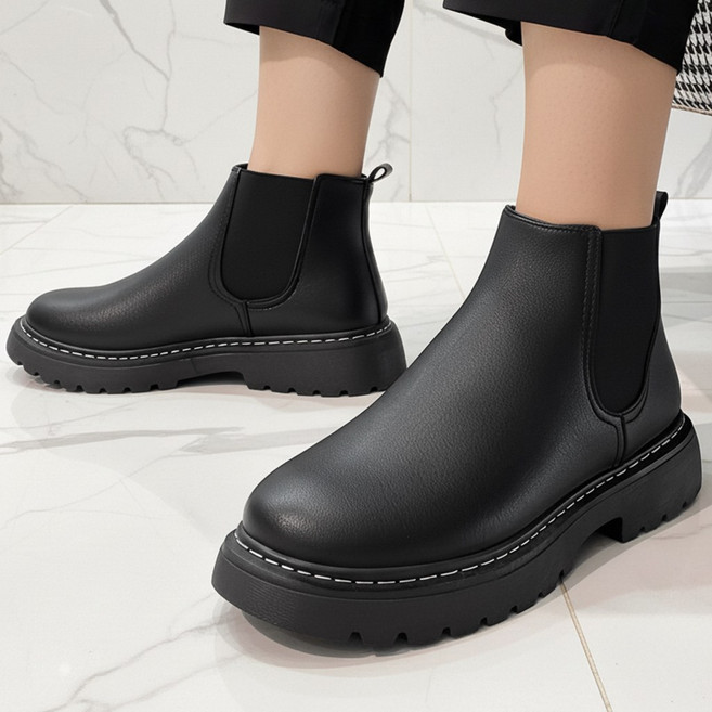 루크 남성 무광 첼시 부츠 남자 봄 가을 사계절 키높이 신발 미끄럼 방지 워커 사이드 밴딩 캐주얼 슈즈 3.5cm