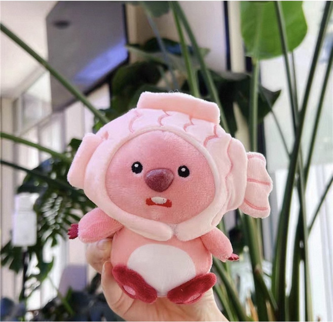 잔망루피 인형 키링 가방고리 굿즈 피규어 열쇠고리 키체인, 1개, 15cm 핑크 붕어빵 모자 루피
