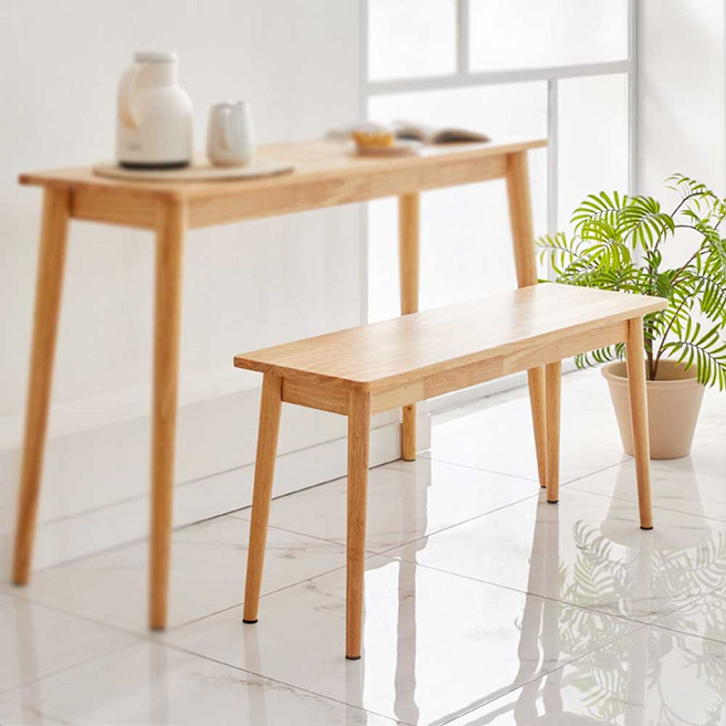 하스민퍼니처 홈바 식탁 아일랜드 원목 현관 슬림 벤치의자, 내추럴