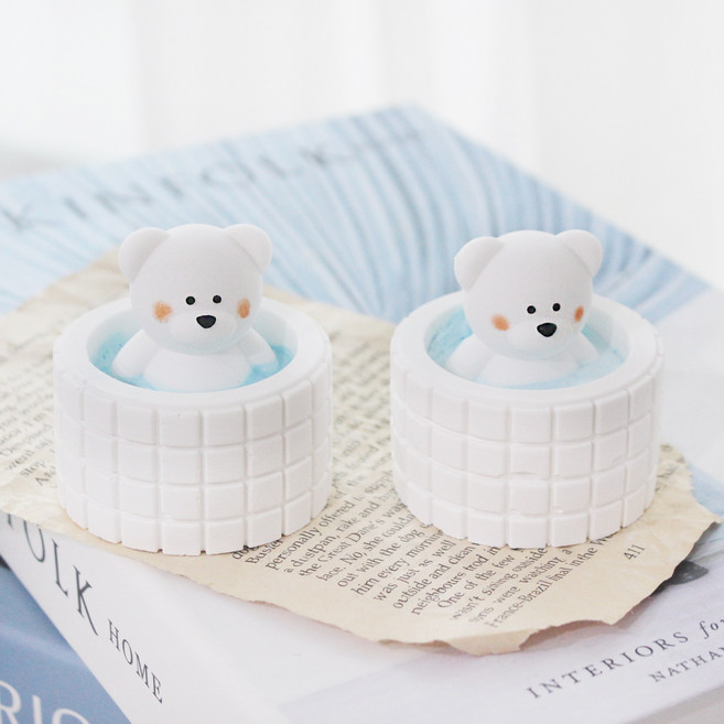 반신욕 베어 귀여운 석고방향제 겸 인테리어 소품, 화이트머스크