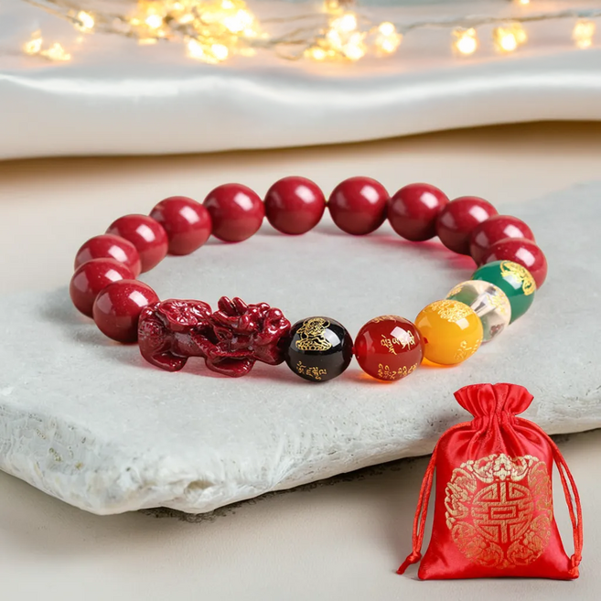 레안드 경면주사 금전운 비휴 팔찌