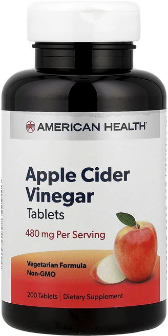 건강챙기세요 American Health 애플 사이다 식초 480mg 정제 200정(1정당 240mg) 백살까지오래오래 - 쿠팡