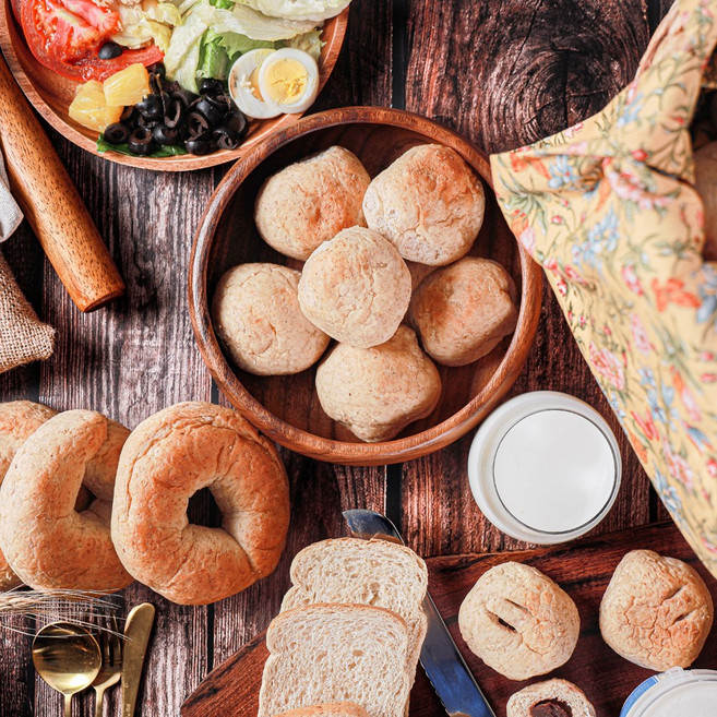 비건 다이어트 새싹발아통밀 식빵 견과 모닝빵 통밀베이글 통밀단팥빵 저칼로리 브런치, 발아통밀베이글, 1개, 425g