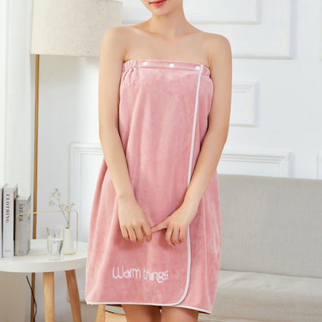 리카 튜브탑 파스텔톤 골프가운 극세사 샤워가운, 핑크, 1개