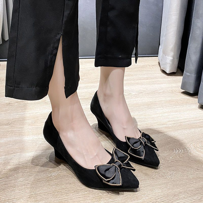 여성 하이힐 블랙 오피스룩 통근화 웨지 힐 215