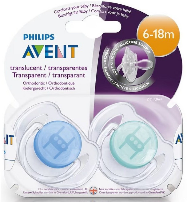 [국내당일출고] 필립스 아벤트 울트라 소프트 1단계 0-6개월 2단계 6-18개월 노리개 젖꼭지, 투명, 1개
