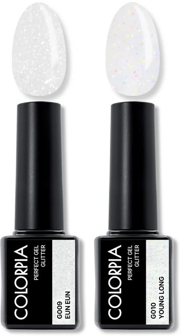 칼라피아 원스텝 퍼펙트젤 글리터 젤네일 세트, 1세트, 은은+영롱 - 쿠팡