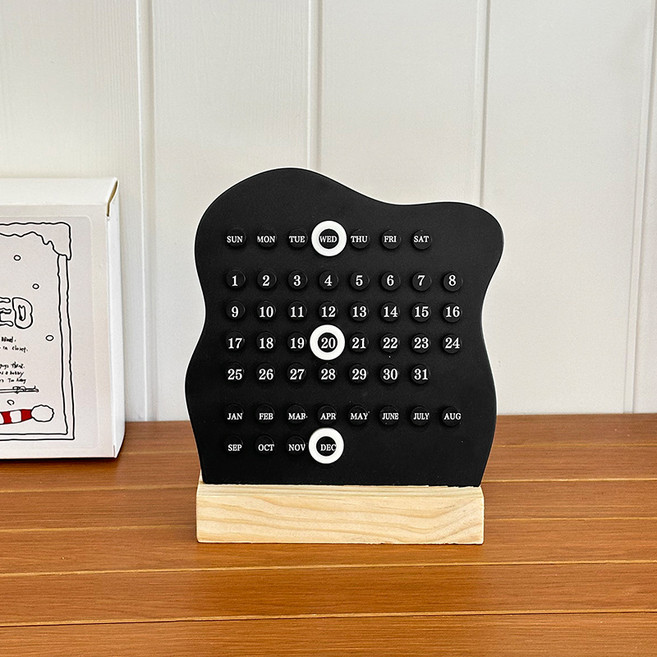 라온디 인테리어 탁상 만년 캘린더, 1개, 블랙
