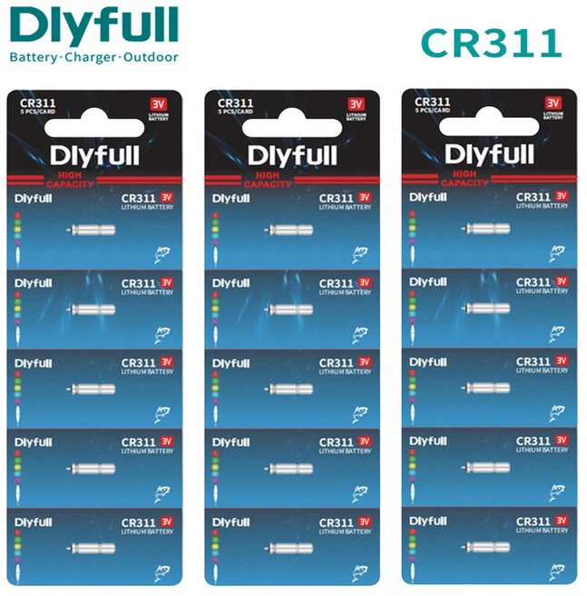 DLYFULL 전자찌 전자케미 낚시배터리 CR 311 322 425 435 밧데리, CR+311, 50개