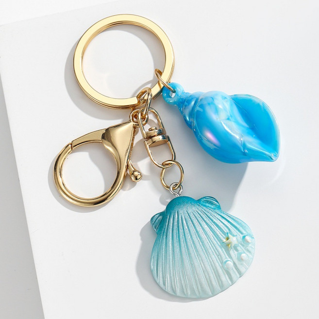 치프몰 조개껍질 열쇠고리 키링 가방고리, 1개, 파란색