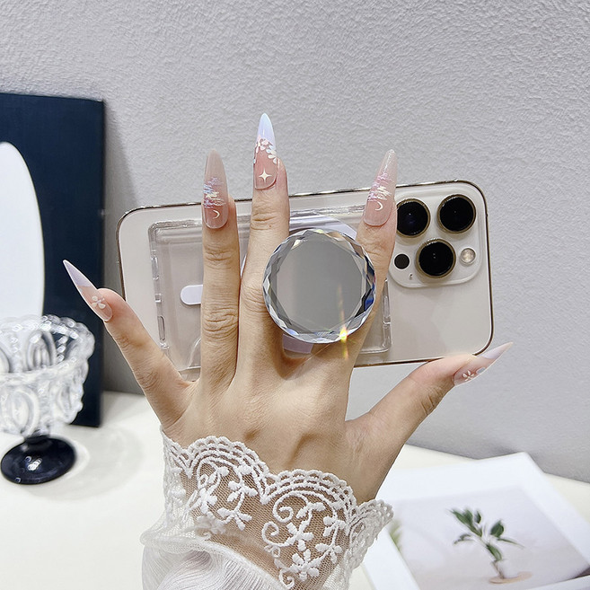 맥세이프 거울 카드지갑 수납 그립톡 다이아몬드 미러 스마트 톡 자석 홀더 거치대, 1개, 미러 그립톡 (다이아몬드)