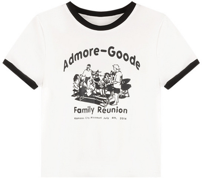 여성용 데일리 캐쥬얼 프린팅 로고 학생 반팔 티셔츠