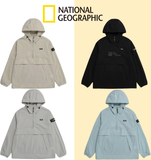 (백화점정품) 내셔널지오그래픽 바람막이 패션 디머 우븐 남여공용 트레이닝 후드 집업 자켓