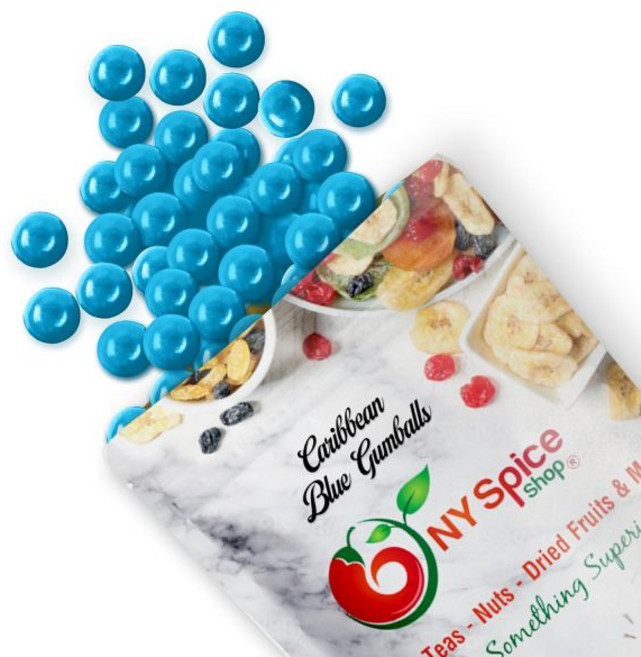 NY Spice Shop 과일 후루츠 스파이스 샵 퍼플 포도 검볼 1파운드 머신용 츄잉껌 더블 버블 맛 사탕 구형 머신 리필용 50개, 카리브해 블루 풍선껌, 50개 (1팩)