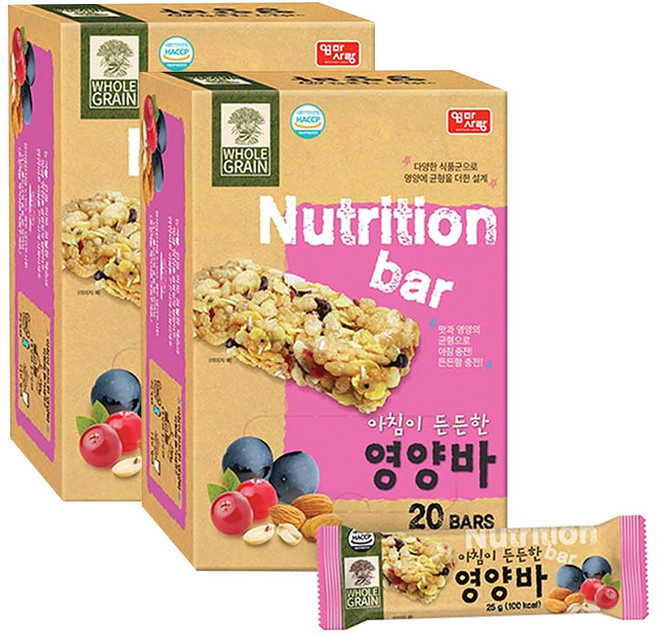 엄마사랑 아침이 든든한 시리얼 영양바, 500g, 40개