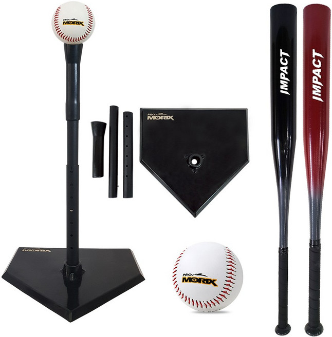 프로모릭스 야구배팅연습용품 티볼대+알루미늄배트+야구공, 1개