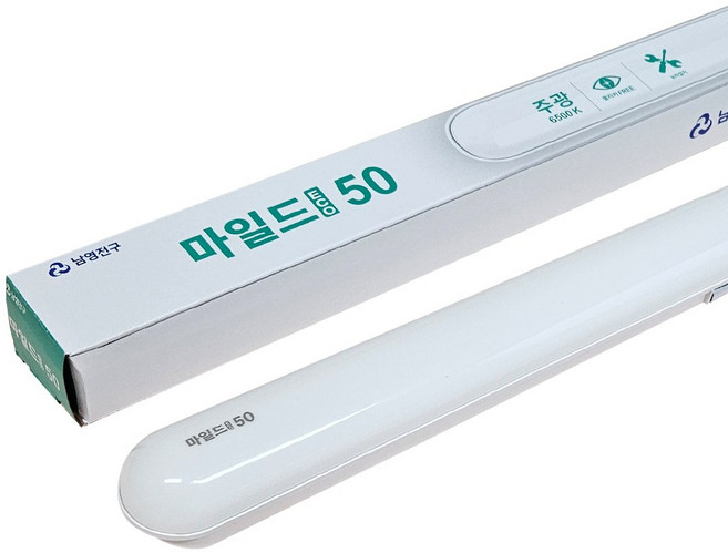 영원라이팅 마일드 에코 LED 일자등 50W 플리커프리 고연색성85RA 100루멘/W, 1개, 백색