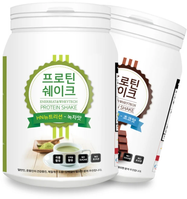 1+1 HN뉴트리션 단백질쉐이크 600g 4종/프로틴 선식 식사대용 보충제, HN 프로틴쉐이크(녹차맛), HN 프로틴쉐이크(초코맛), 2개 - 쿠팡
