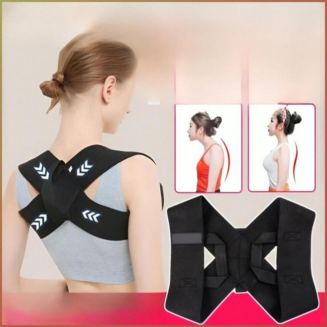 새로운 앉은 자세가 굽다 어깨를 벌리다 밀착 지지 멜빵 기질을 두 배로 높이다/자세를 개선하다/근력 훈련, 검정색 M (55-75kg)*6