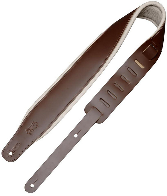 Levy's Leathers 7.6cm(3인치) 와이드 가죽 기타 스트랩 폼 패딩 및 의류 가죽 뒷면 브라운 및 크림색 (M26PD-BRN_CRM), Brown & Cream