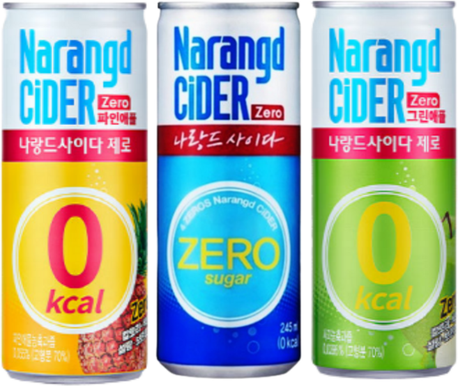동아오츠카 나랑드 사이다 제로 245ml 소캔 파인애플 / 그린애플 / 오리지널 혼합 30캔, 1세트