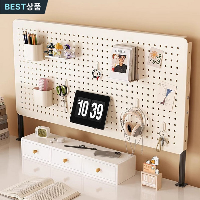4위 - DANNYZEE 책상 클램프형 타공판 홈오피스 데스크 수납 인테리어 철망 + 악세서리, 80*40CM, 1개