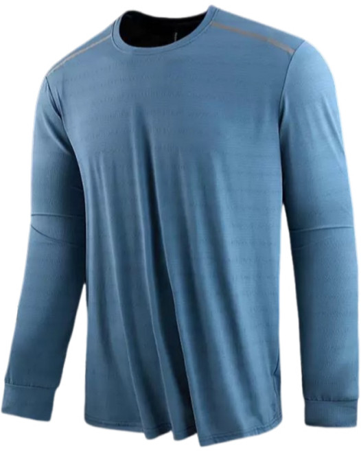 男款圓領薄長袖 吸濕排汗涼感衣 運動透氣長袖上衣 戶外登山服飾