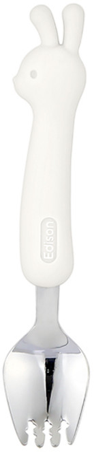 에디슨 베이비 실리콘 스포크 케이스세트 / 어린이집 준비물 스푼포크 일체형, 토끼/크림(ES1921), 1개