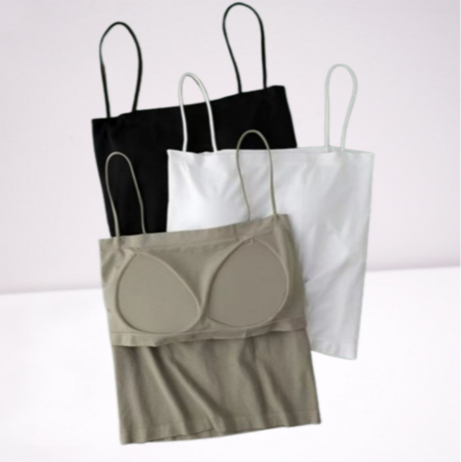 쥬쥬앤 여자 크롭 캡나시 일체형 브라탑 3장세트