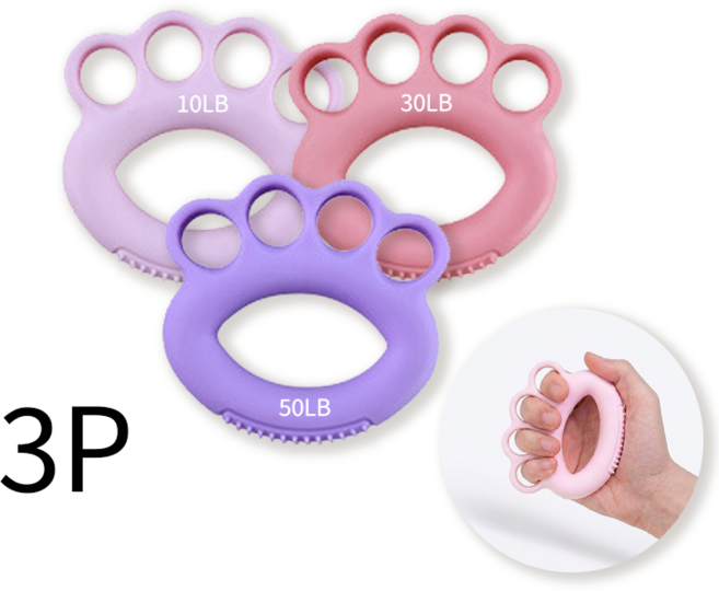 MISI 실리콘 손가락 악력기 재활 그립 3p, 여러 가지 색상, 3개