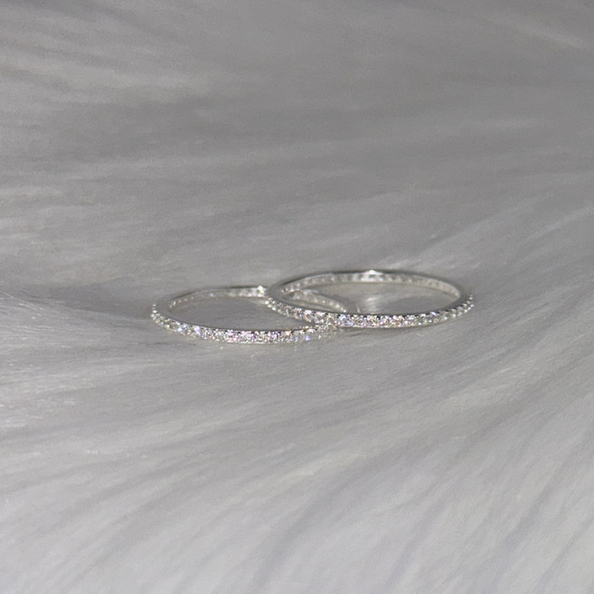 실버925 모어 슬림 큐빅 가드링 레이어드 링 (2color/5~19호)