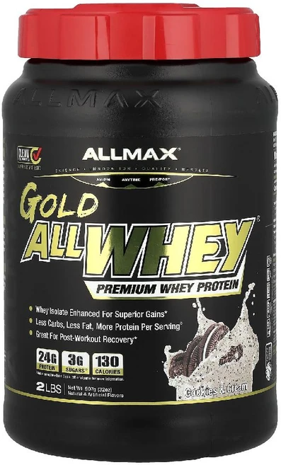올맥스 골드올웨이 GOLD ALLWHEY 단백질 쉐이크 프로틴 쿠키앤크림 분말 907g - 쿠팡