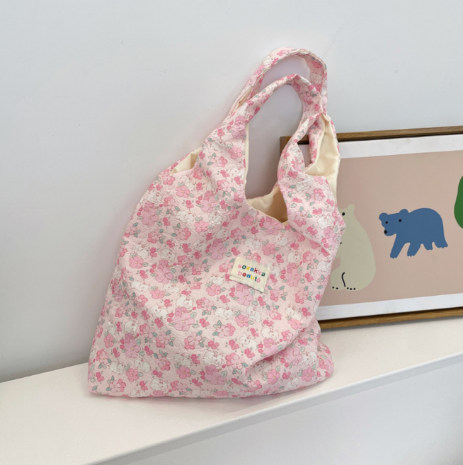 봄꽃 꽃무늬 양각 대용량 데일리 캐주얼 에코백 숄더백