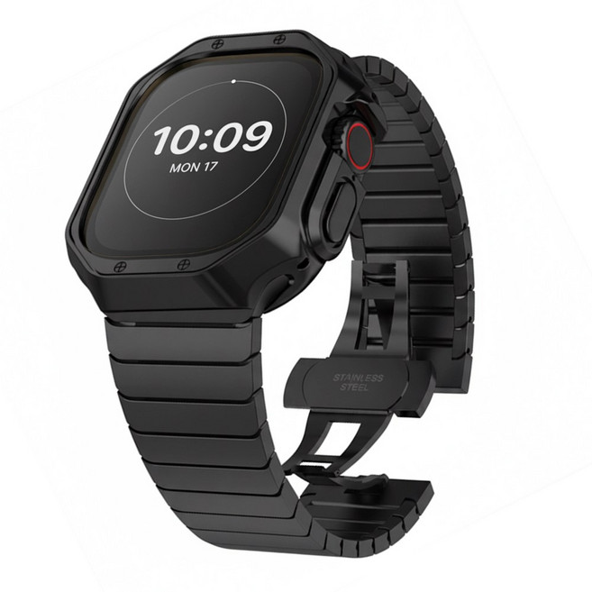 아이비온 애플워치 링크브레이슬릿 + 아머 케이스 세트 40 44, 딥블랙, 1개