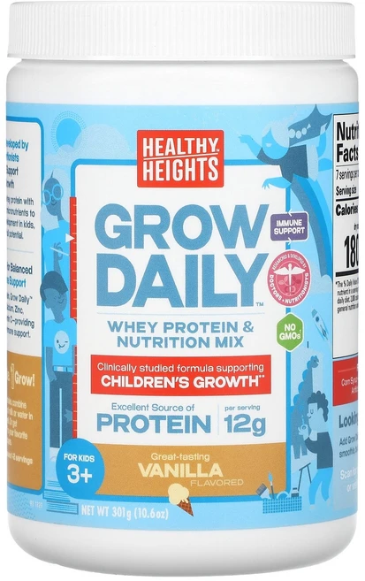 Healthy Heights Grow Daily Whey Protein & Nutrition Mix For Kids 3+ Vanilla 10.6 oz 301 g, 300 g - 쿠팡