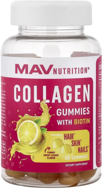 몸관리하세요 겨울입니다 MAV Nutrition 비오틴 함유 콜라겐 구미젤리 스위트 레몬 구미젤리 60개 특별관리진행, MAVNutrition비오틴함유콜라겐구미젤리스위트레몬구 - 쿠팡